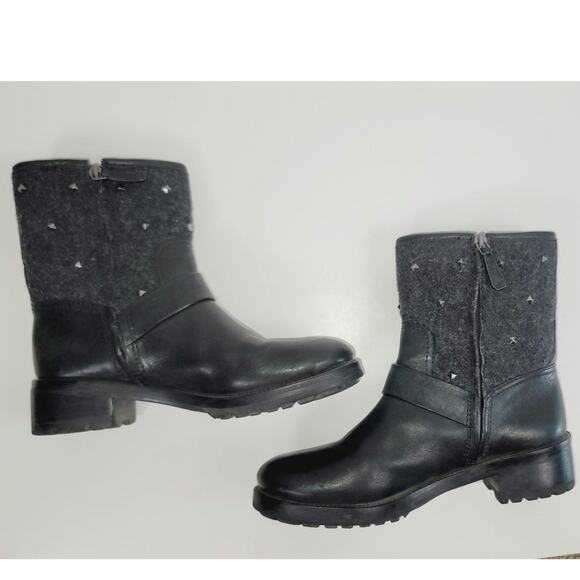 TORY BURCH CHRYSTIE GRAY WOOL STUD EMBELLISHED ANKLE BOOTS, SZ 6.5 - Picture 10 of 16